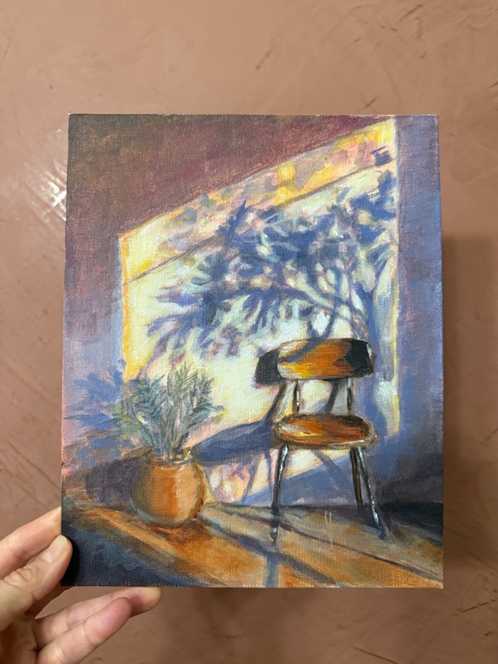 Sunlit Chair Wall Painting- mixed media on 10”x 8 “ canvas panel - Picture 2 of 5